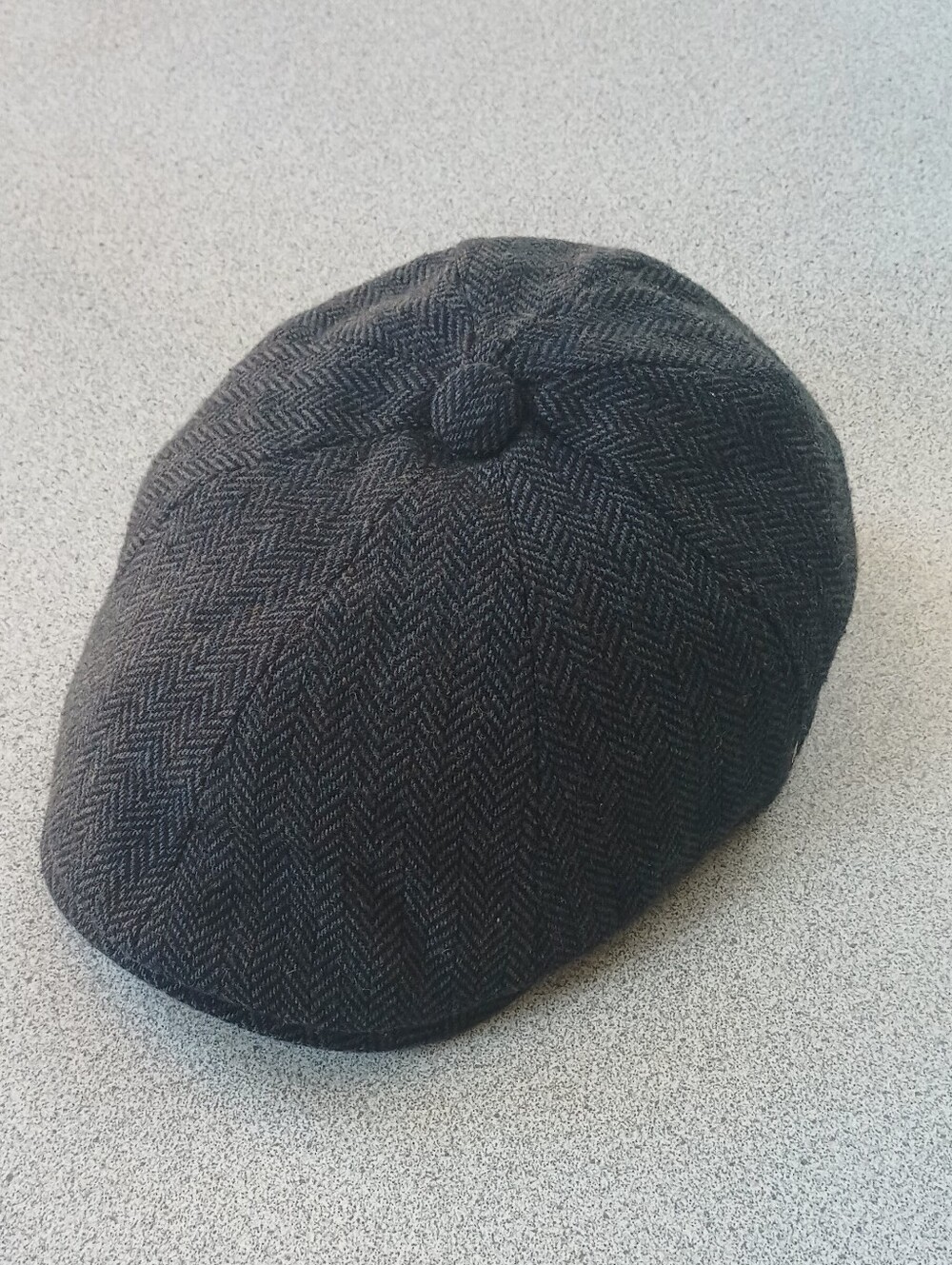 Shandon Ireland Vintage 100% Wool Flat Cap Newsboy Newsy Herringbone Blue-Grey L